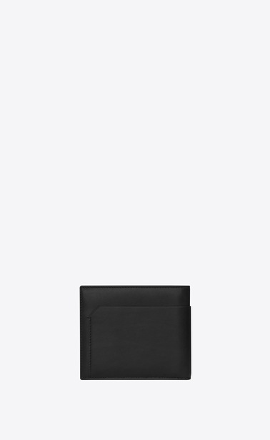 SAINT LAURENT Fragments Small Leather Goods Man fragments east/west wallet in black leather and black shiny trim b_V4